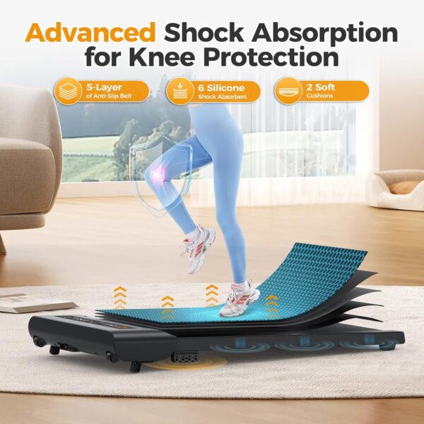 Walking Pad, Under Desk Treadmill with Incline, 300 Lbs Capacity Portable Treadmill for Home Office, 2 in 1 Mini Desk Treadmill with Remote Control, LED Display - Image 9