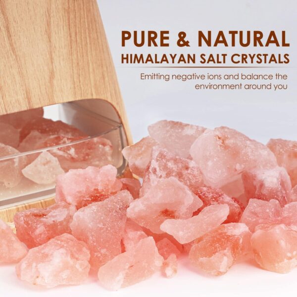 SALKING 2-in-1 Ultrasonic Essential Oil Diffuser & Himalayan Salt Lamp, Aromatherapy Diffuser Cool Mist Humidifier with Auto Off Function, 100% Pure Himalayan Pink Salt Rock, 150ml (Wooden Grain) - Image 3