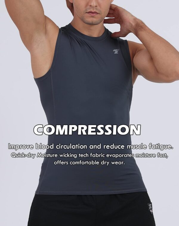 TELALEO 5 Pack Men's Athletic Compression Shirts Sleeveless Workout Tank Top Sports Base Layer Running Basketball - Image 5