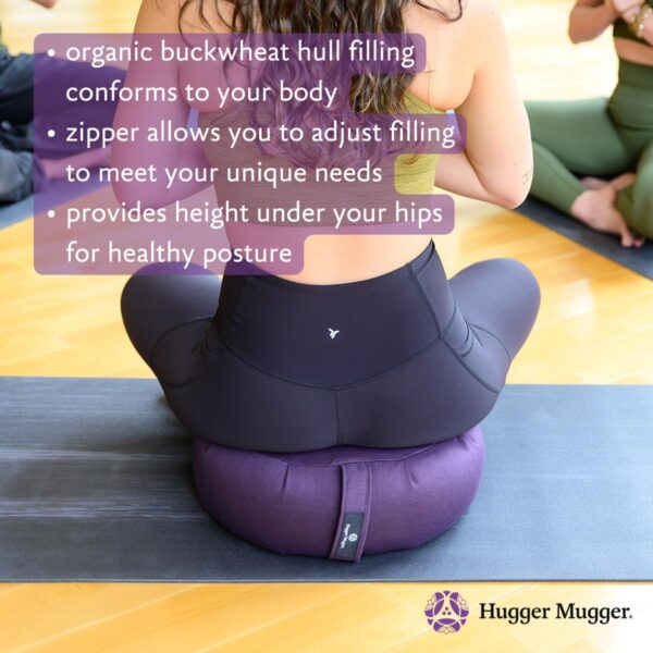 Hugger Mugger Zafu Meditation Cushion - Support in Cross-Legged Sitting, Buckwheat Filled, Durable Fabric, Convenient Handle, Handmade in USA - Image 4