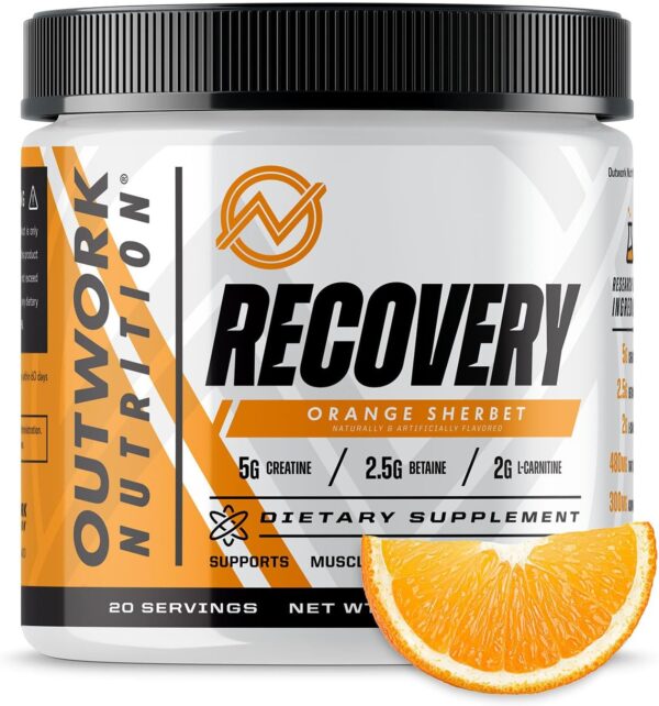Outwork Nutrition Recovery Drink - Post Workout Recovery Powder & Creatine Monohydrate Muscle Builder for Men & Women - Creatine for Men & Women - After Workout Drink - Orange Sherbet - 230g - Image 2