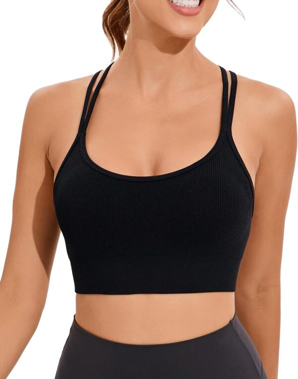 RUNNING GIRL Sports Bras for Women,Strappy Sports Bra Criss Cross Back Longline Running Sports Bra for Women High Support - Image 3