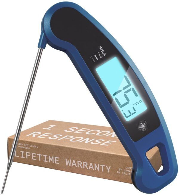 Lavatools Javelin® PRO Duo Ultra-Fast 1-Second Professional Digital Instant Read Meat Thermometer for Grill and Cooking, Auto-Rotating Backlit Display, IP65 Water Resistant, NSF Certified – Maize - Image 2