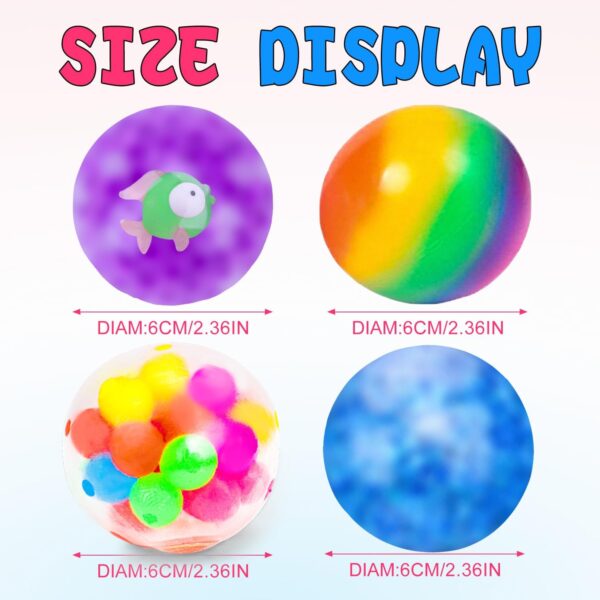 Stress Balls Set, Squishy Stress Ball, 4 Pack Squeeze Ball for Adults, Autism Hyperactivity , Stress Relieve, Increase Entertainment - Image 6