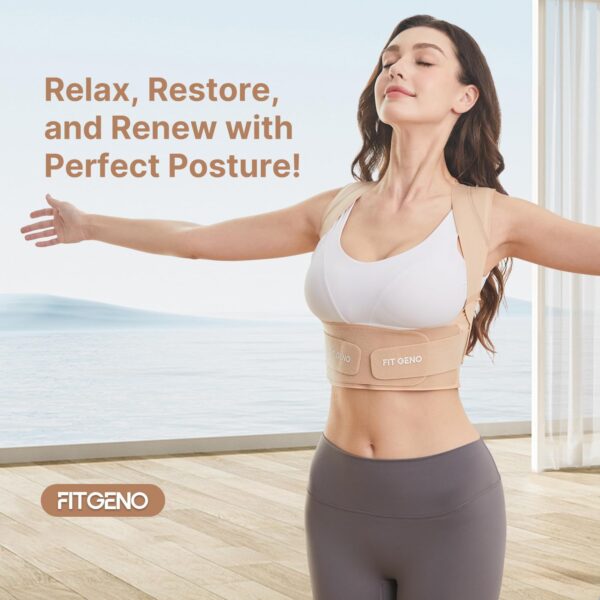Fit Geno Upper Posture Corrector for Women Invisilite: Breathable Lightweight Back Brace for Neck Shoulder & Upper Back Pain Relief (Medium) - Image 8