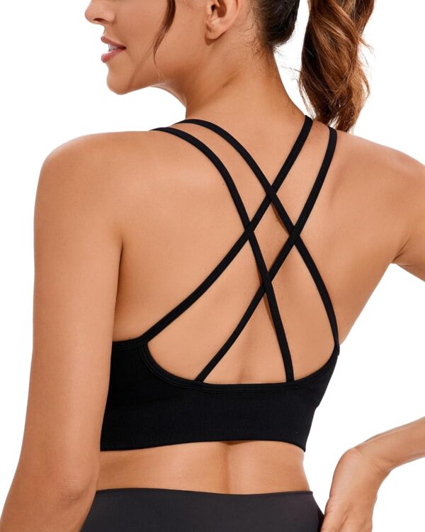 RUNNING GIRL Sports Bras for Women,Strappy Sports Bra Criss Cross Back Longline Running Sports Bra for Women High Support - Image 2