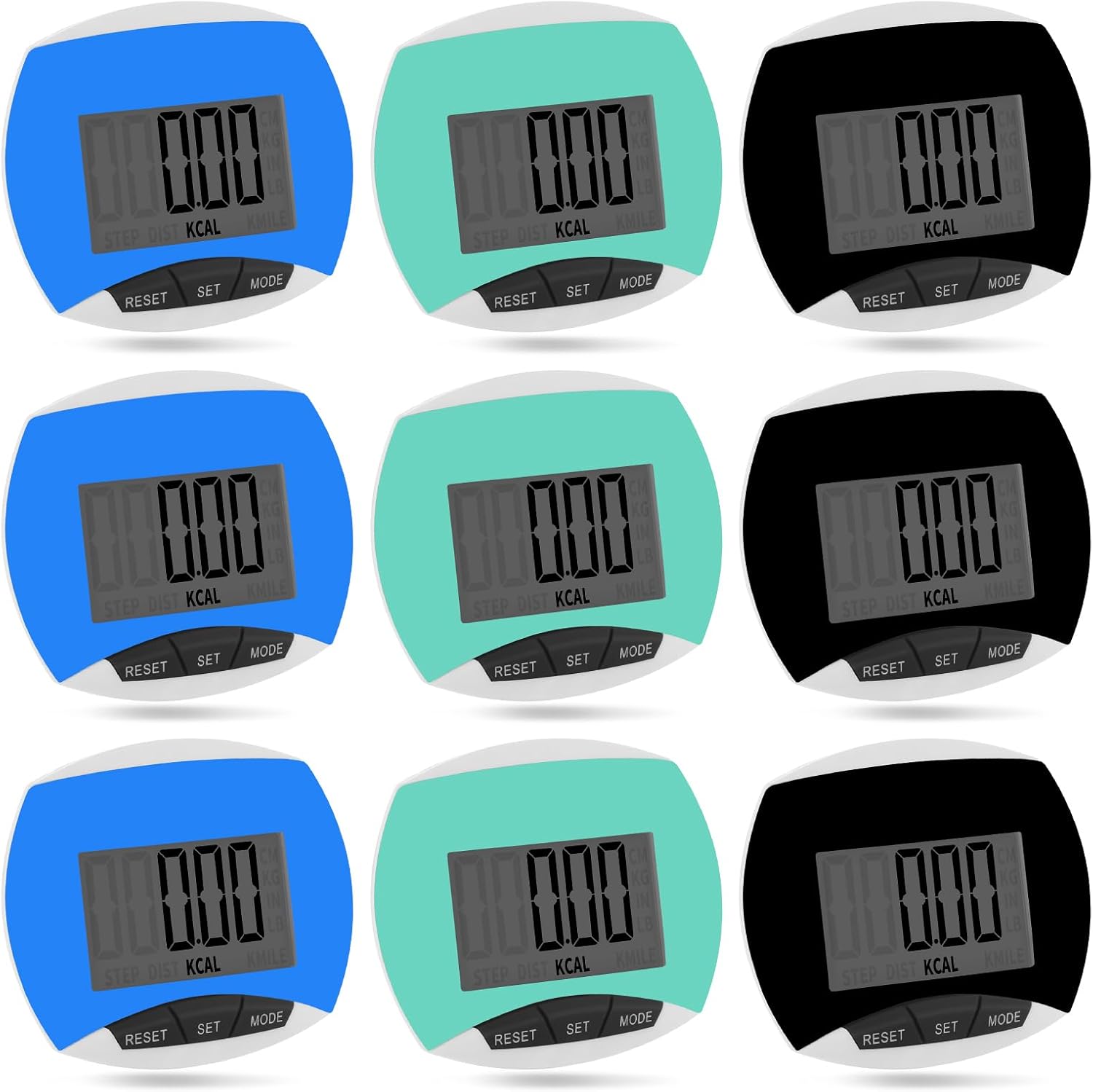 9 Pcs Simple Pedometers Bulk for Walking Steps and Miles Walking Step Counters with Calories Burned Portable Clip Step Tracker for Seniors Man Women Jogging Hiking Running - Image 2