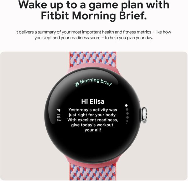Google Pixel Watch 3 (45mm) Latest Model - Android Smartwatch, Heart Rate Tracking, Fitbit Advanced Running, Fitness Insights, 24-Hour Battery - Matte Black Aluminum Case - Obsidian Band - Wi-Fi - Image 8