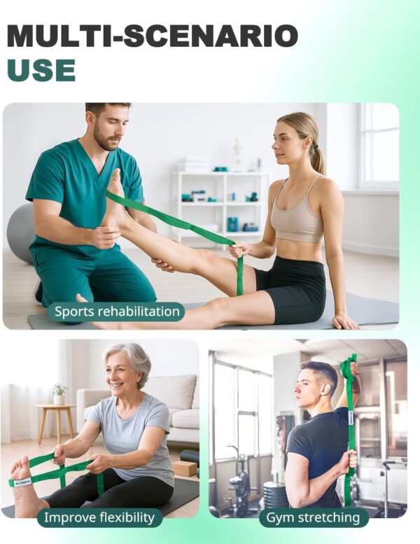 Trideer Stretching Strap Yoga Strap for Physical Therapy, 10 Loops Yoga Straps for Stretching, Non-Elastic Stretch Strap for Pilates, Exercise, Stretch Band for Women & Men - Image 6
