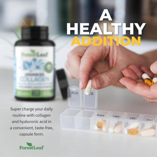 ForestLeaf Multi Collagen Pills with Hyaluronic Acid + Vitamin C | Hydrolyzed Collagen Supplements for Women or Men | Multi Collagen Capsules Peptides for Skin, Wrinkles, 120 Caps - Image 8