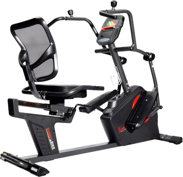 Sunny Health & Fitness Elite Recumbent Cross Trainer & Elliptical Machine with Arm Exercisers for Home Arm/Leg Training, Easy Adjust Seat & Mesh Backrest, Free SunnyFit App Bluetooth Connectivity - Image 8