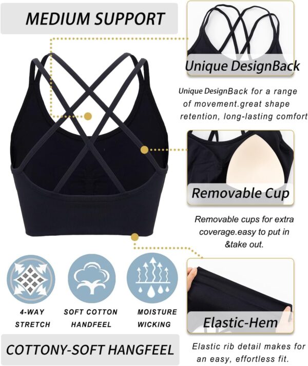 RUNNING GIRL Sports Bras for Women,Strappy Sports Bra Criss Cross Back Longline Running Sports Bra for Women High Support - Image 7