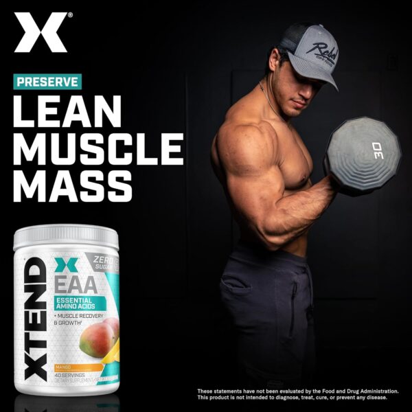 Scivation XTEND EAA + BCAA Powder | Muscle Recovery & Lean Muscle Growth | 9 Essential Amino Acids for Intra Workout or Post Workout Recovery | 10g EAAs Per 2 Servings | Mango 40 Servings - Image 7
