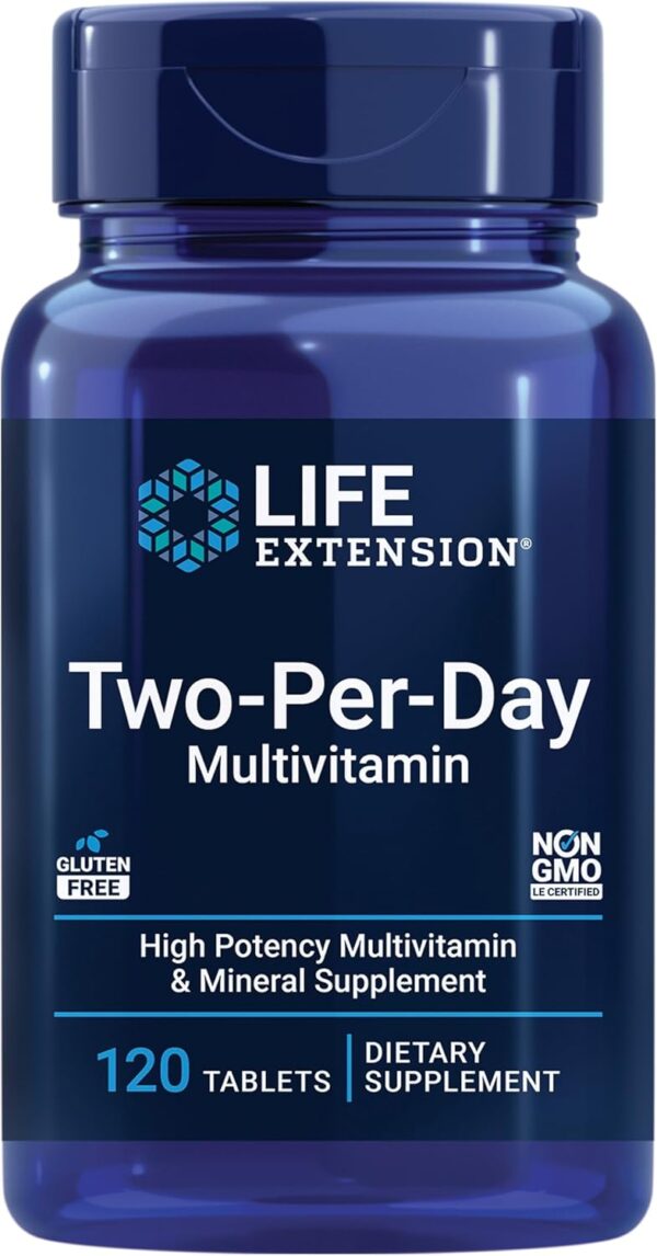 Life Extension Two-Per-Day High Potency Multi-Vitamin & Mineral Supplement - Vitamins, Minerals, Plant Extracts, Quercetin, 5-MTHF Folate & More - Gluten-Free - Non-GMO - 120 Tablets - Image 2