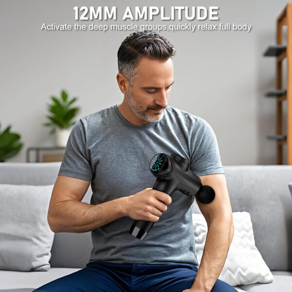RAEMAO Massage Gun, Handheld Electric Deep Tissue Muscle Massager for Athletes for Pain Relief Attaching 8 Replacement Heads, Percussion Massager with 10 Speeds, Mothers Day Gifts, Black - Image 3