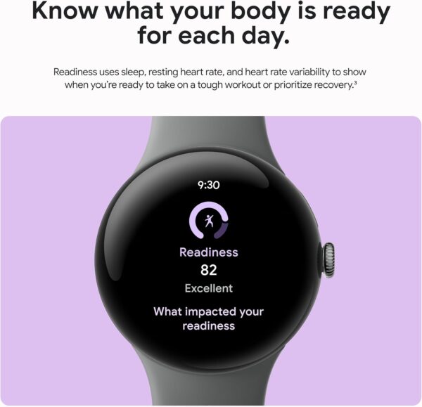 Google Pixel Watch 3 (45mm) Latest Model - Android Smartwatch, Heart Rate Tracking, Fitbit Advanced Running, Fitness Insights, 24-Hour Battery - Matte Black Aluminum Case - Obsidian Band - Wi-Fi - Image 6