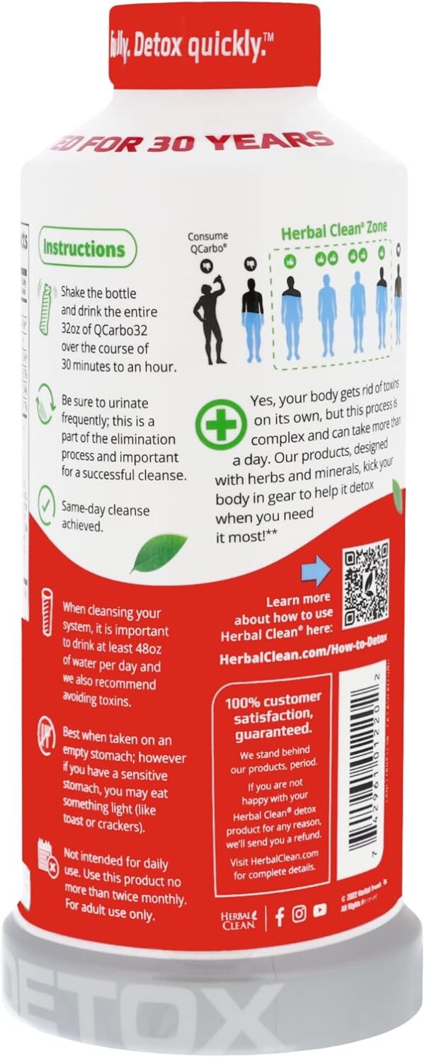 Herbal Clean QCarbo32 Same-Day Premium Detox Drink, Stronger 17.03g Blend (Tropical Flavor, 32 Fl Oz) - Image 4