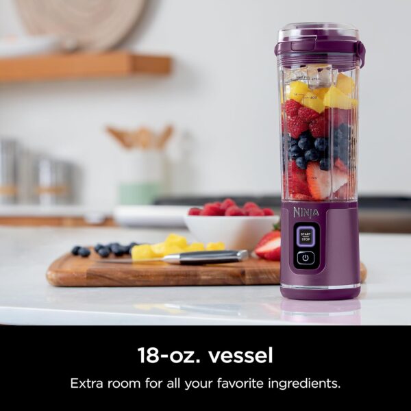 Ninja BC151PR Blast Portable Blender, Cordless, 18oz. Vessel, Personal Blender-for Shakes & Smoothies, BPA Free, Leakproof-Lid & Sip Spout, USB-C Rechargeable, Dishwasher Safe Parts, Passion Fruit - Image 4