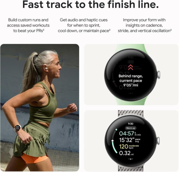 Google Pixel Watch 3 (45mm) Latest Model - Android Smartwatch, Heart Rate Tracking, Fitbit Advanced Running, Fitness Insights, 24-Hour Battery - Matte Black Aluminum Case - Obsidian Band - Wi-Fi - Image 5