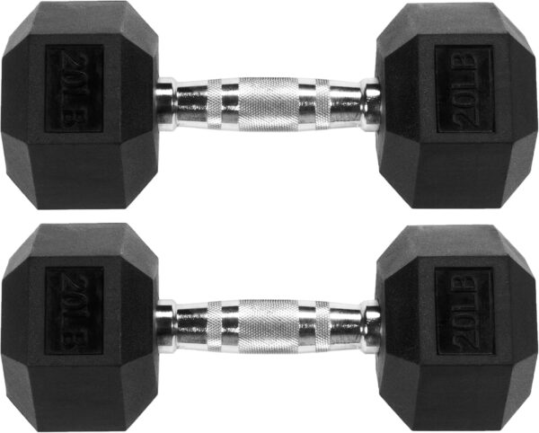Rubber Encased Hex Dumbbell, Multiple Sizes - Image 2
