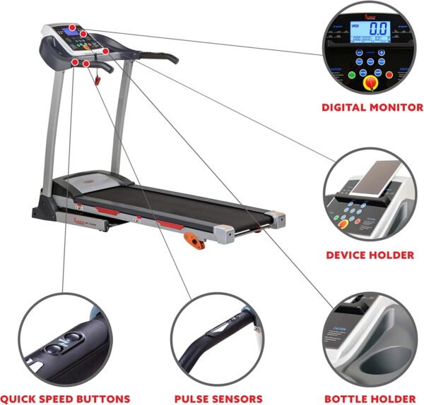 Sunny Health & Fitness Smart WiFi Treadmills – Compact, Foldable, Portable, Under Desk & Incline Options (Manual & Auto), Brushless Motor, & Bluetooth SunnyFit App, LED Display, Shock Absorption - Image 5