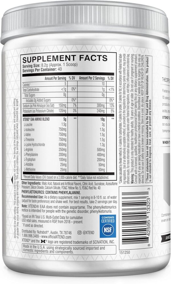 Scivation XTEND EAA + BCAA Powder | Muscle Recovery & Lean Muscle Growth | 9 Essential Amino Acids for Intra Workout or Post Workout Recovery | 10g EAAs Per 2 Servings | Mango 40 Servings - Image 5