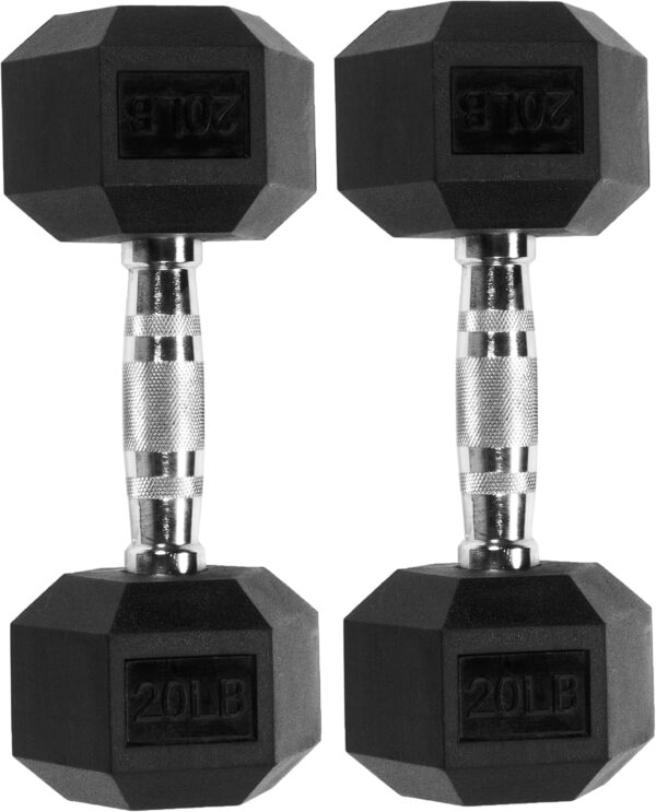 Rubber Encased Hex Dumbbell, Multiple Sizes - Image 4