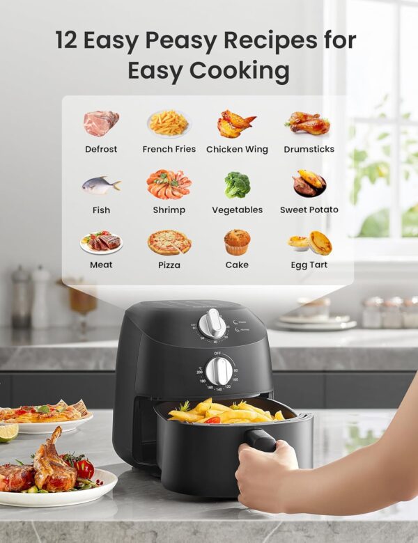 COMFEE' Compact 2.1 Quart Air Fryer with 12 Menu Options, Adjustable Timer & Temperature Control 180-400 degrees F, Dishwasher-Safe Nonstick Fry Basket with Stainless Steel Finish - Image 4