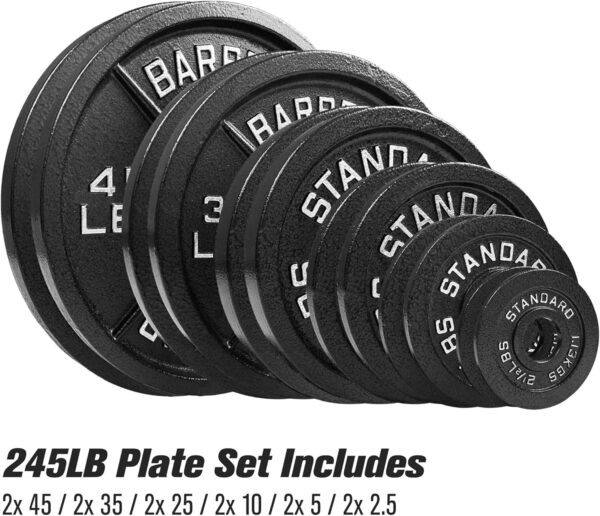 NEXO Steel Olympic Plates 245lb Set - Olympic Standard Premium Coated 2.5lb, 5lb, 10lb, 25lb, 35lb, 45lb Pairs - Image 5