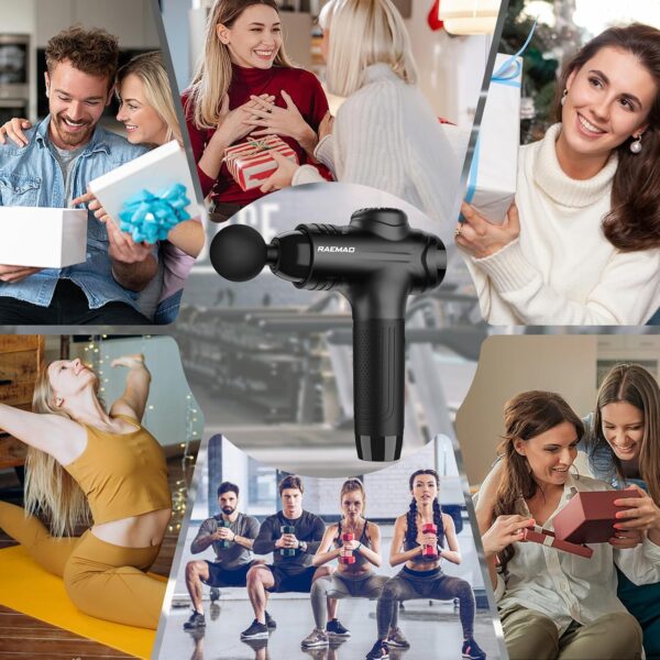 RAEMAO Massage Gun, Handheld Electric Deep Tissue Muscle Massager for Athletes for Pain Relief Attaching 8 Replacement Heads, Percussion Massager with 10 Speeds, Mothers Day Gifts, Black - Image 10