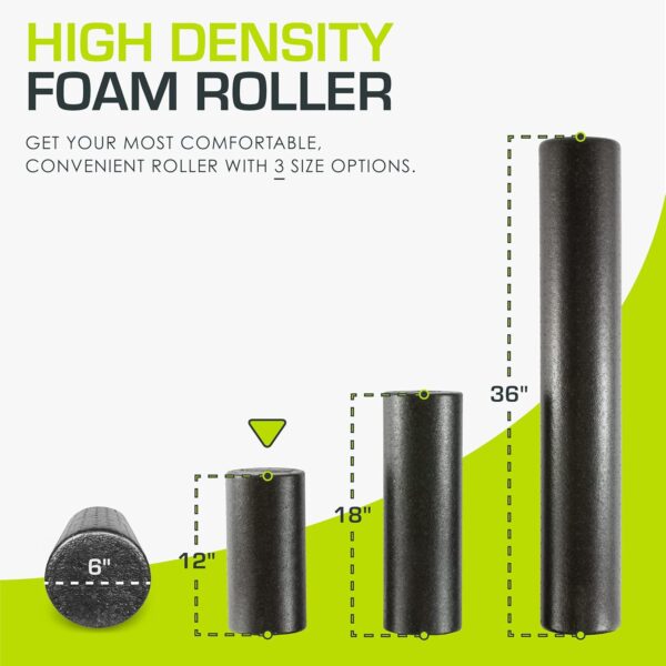 ProsourceFit High Density Foam Rollers 12 - inches long, Firm Full Body Athletic Massage Tool for Back Stretching, Yoga, Pilates, Post Workout Muscle Recuperation, Black - Image 3
