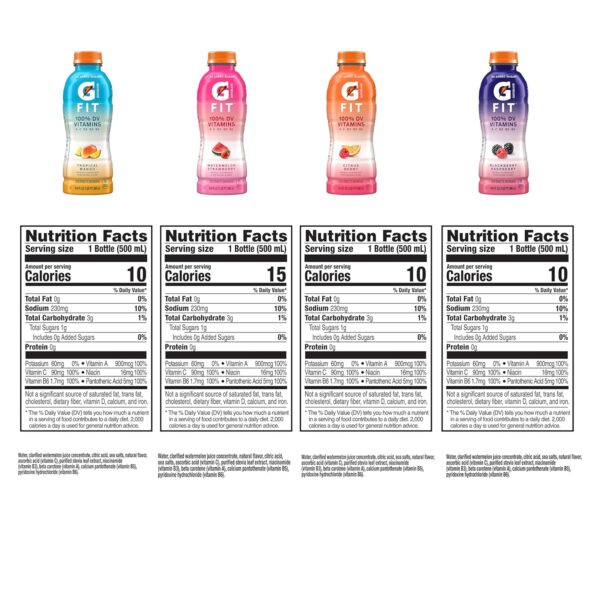 Gatorade Fit Electrolyte Beverage, Healthy Real Hydration, New 2.0 4 Flavor Variety Pack, 16.9.oz Bottles (12 Pack) - Image 4