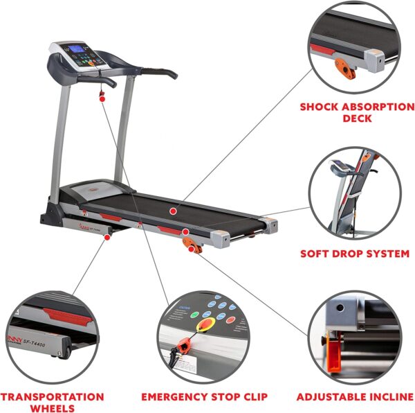 Sunny Health & Fitness Smart WiFi Treadmills – Compact, Foldable, Portable, Under Desk & Incline Options (Manual & Auto), Brushless Motor, & Bluetooth SunnyFit App, LED Display, Shock Absorption - Image 6
