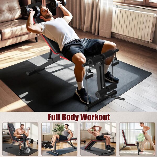 XDDIAS Adjustable Weight Bench, Workout Bench with Leg Extension and Preacher Curl Pad, Weight Bench for Home Gym, Foldable Exercise Bench, Quick Adjustment Incline Bench Press - Image 6