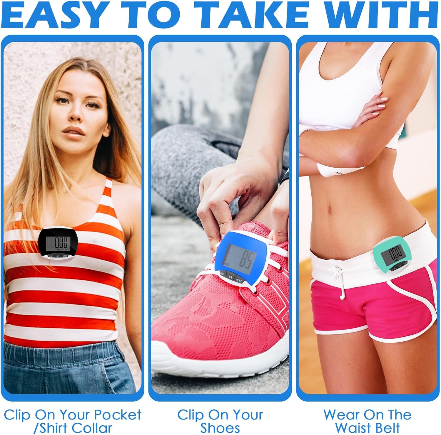 9 Pcs Simple Pedometers Bulk for Walking Steps and Miles Walking Step Counters with Calories Burned Portable Clip Step Tracker for Seniors Man Women Jogging Hiking Running - Image 5