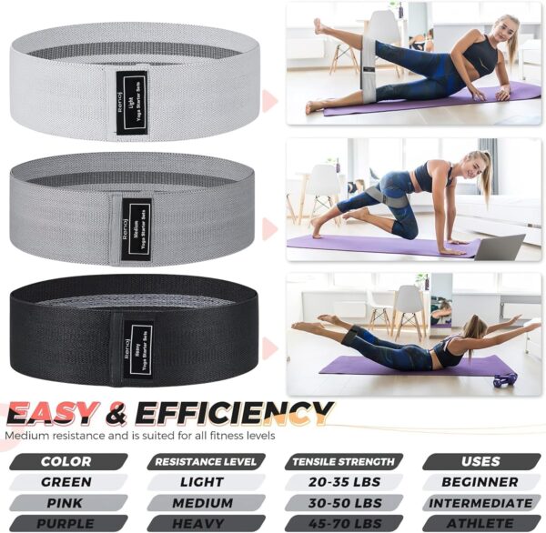 Renoj Resistance Bands, Yoga Starter Sets for Women and Men, 3 Set of Stretch Exercise Workout Bands for Booty Legs, Elastic Pilates Flexbands - Image 4