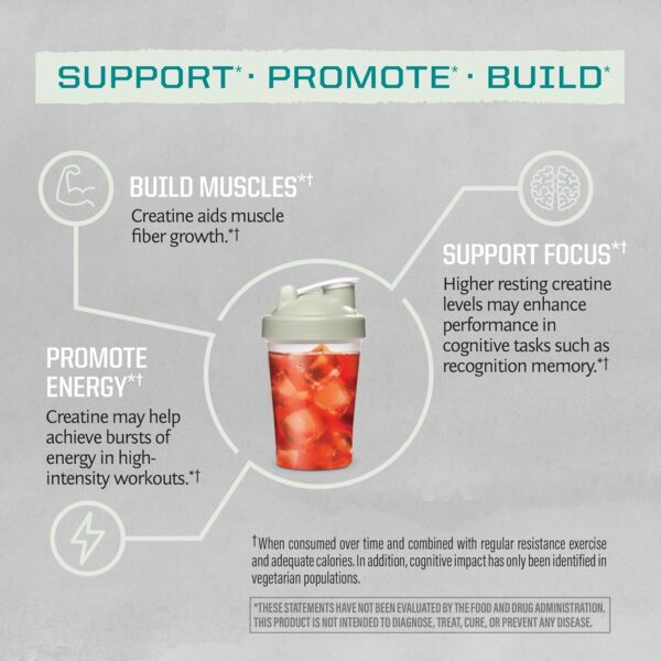 Creatine Monohydrate Powder Micronized PreWorkout Recovery Supplement | Support Muscle Building Strength Training Cognition | Vegan & Keto Friendly Easily Mixes (60 Serving) Unflavored Active Creatine - Image 5