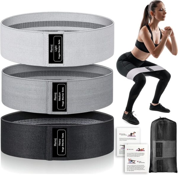 Renoj Resistance Bands, Yoga Starter Sets for Women and Men, 3 Set of Stretch Exercise Workout Bands for Booty Legs, Elastic Pilates Flexbands - Image 2