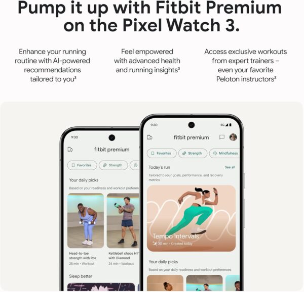 Google Pixel Watch 3 (45mm) Latest Model - Android Smartwatch, Heart Rate Tracking, Fitbit Advanced Running, Fitness Insights, 24-Hour Battery - Matte Black Aluminum Case - Obsidian Band - Wi-Fi - Image 9