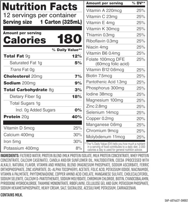 SlimFast Protein Shake, Chocolate- 20g Protein, Meal Replacement Shake Ready to Drink, High Protein with Low Carb and Low Sugar, 24 Vitamins and Minerals, 12 Count (Pack of 1) (Packaging May Vary) - Image 4