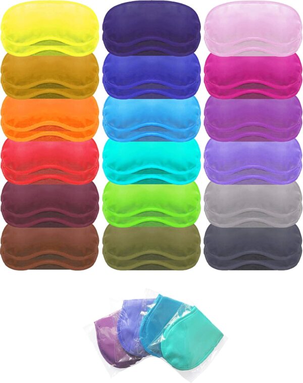 Eye Mask Sleep Masks Pack of 36 PorsMing Sleeping Mask Blindfold Eye Cover Team Building Games Party with Nose Pad and Adjustable Strap for Women Men Kids 4 Layers Colors (18 Color 36 Pieces) - Image 2