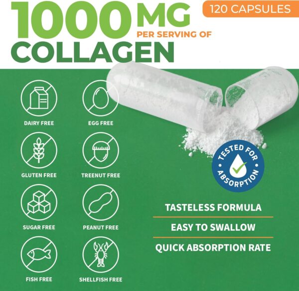 ForestLeaf Multi Collagen Pills with Hyaluronic Acid + Vitamin C | Hydrolyzed Collagen Supplements for Women or Men | Multi Collagen Capsules Peptides for Skin, Wrinkles, 120 Caps - Image 5