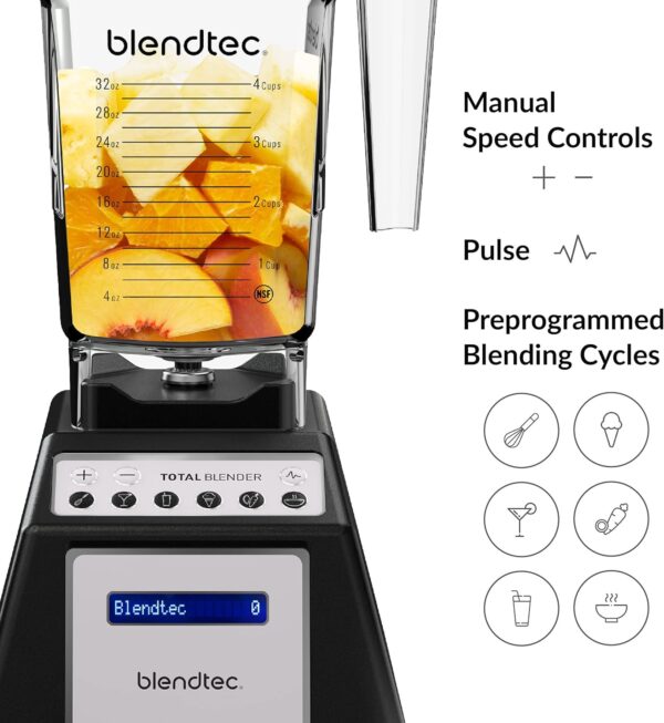 Blendtec Total Blender Classic - Includes FourSide Jar (75 oz) - 10-Speed Professional-Grade Countertop Blender - High-Power Kitchen Blender with 6 Pre-Programmed Cycles - Black - Image 6