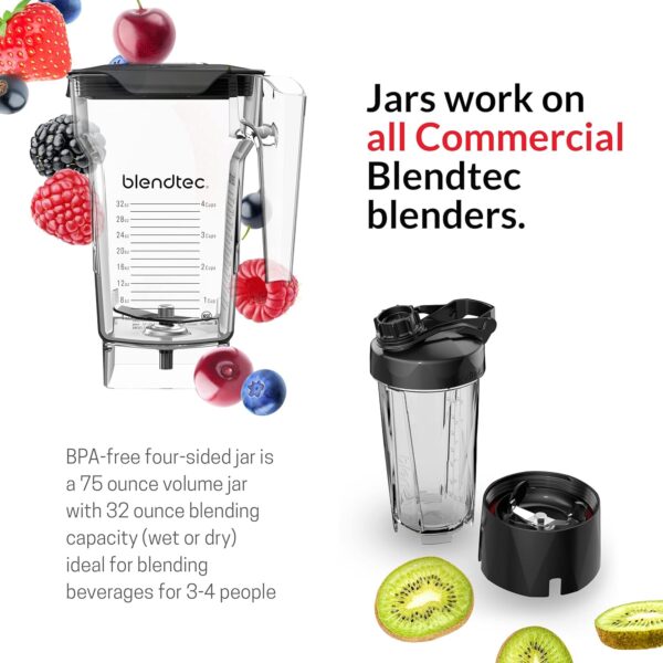 Blendtec Total Blender Classic - Includes FourSide Jar (75 oz) - 10-Speed Professional-Grade Countertop Blender - High-Power Kitchen Blender with 6 Pre-Programmed Cycles - Black - Image 4