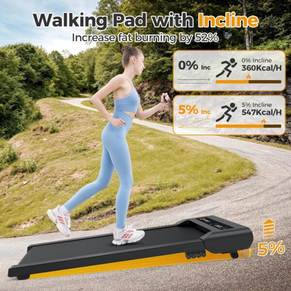 Walking Pad, Under Desk Treadmill with Incline, 300 Lbs Capacity Portable Treadmill for Home Office, 2 in 1 Mini Desk Treadmill with Remote Control, LED Display - Image 3