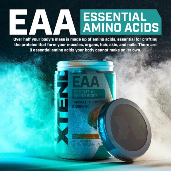 Scivation XTEND EAA + BCAA Powder | Muscle Recovery & Lean Muscle Growth | 9 Essential Amino Acids for Intra Workout or Post Workout Recovery | 10g EAAs Per 2 Servings | Mango 40 Servings - Image 9