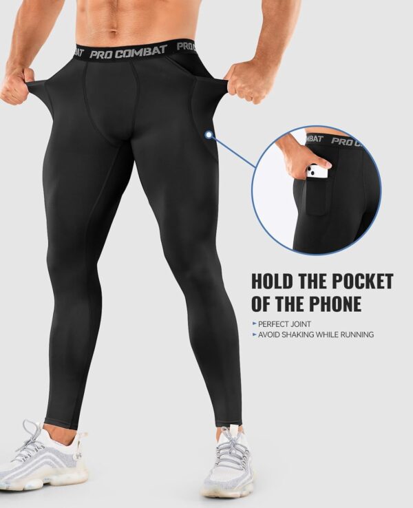 Niksa 1/3 Pack Men's Compression Pants, Performance Athletic Sports Leggings Gym Tights for Running Yoga Workout Sports - Image 4