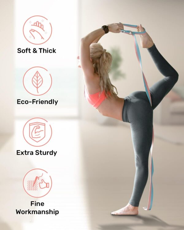 Tumaz Yoga Strap/Stretch Bands [15+ Colors, 6/8/10 Feet Options] with Extra Safe Adjustable D-Ring Buckle, Durable and Comfy Delicate Texture - Best for Daily Stretching, Physical Therapy, Fitness - Image 4