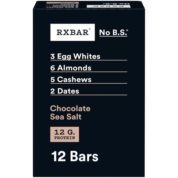 RXBAR Protein Bars, Protein Snack, Snack Bars, Chocolate Sea Salt, 22oz Box (12 Bars) - Image 2