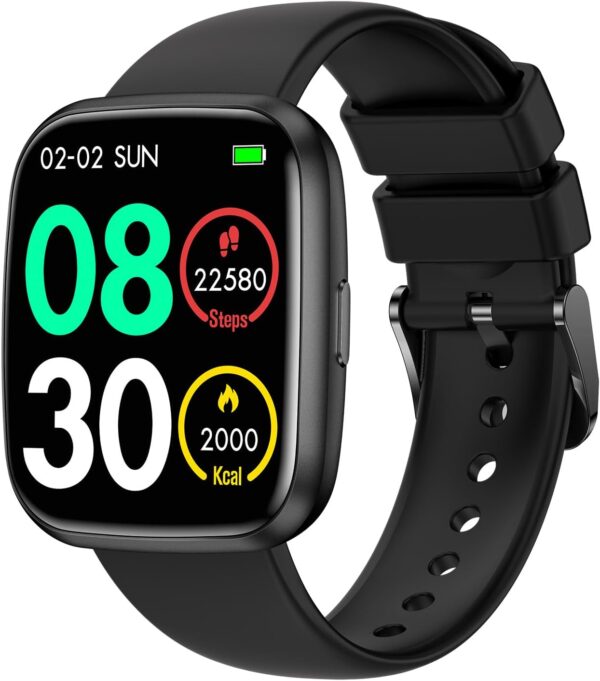 Smart Watches for Men/Women, 1.75" Bluetooth Call, AI Voice Smartwatch, 24/7 Heart Rate Monitor, Blood Pressure/SpO2/Sleep Tracker, IP68 Waterproof, 100+ Sports Fitness Tracker for Android iOS Black - Image 2